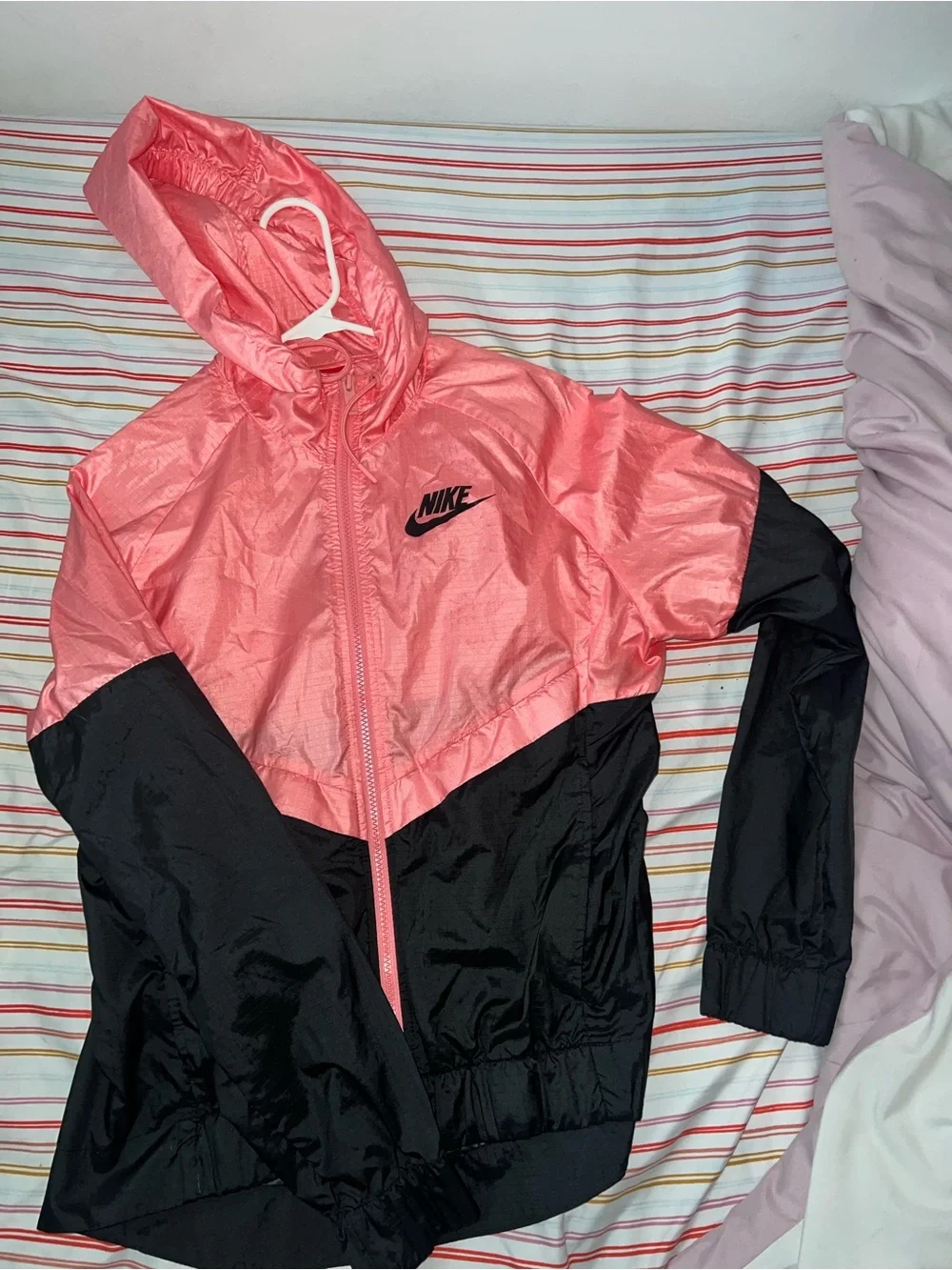 Nike Pink and Black Women's Hooded Rain Jacket